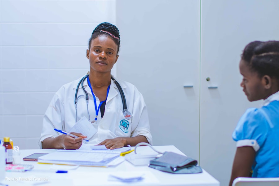 A doctor caring for a child